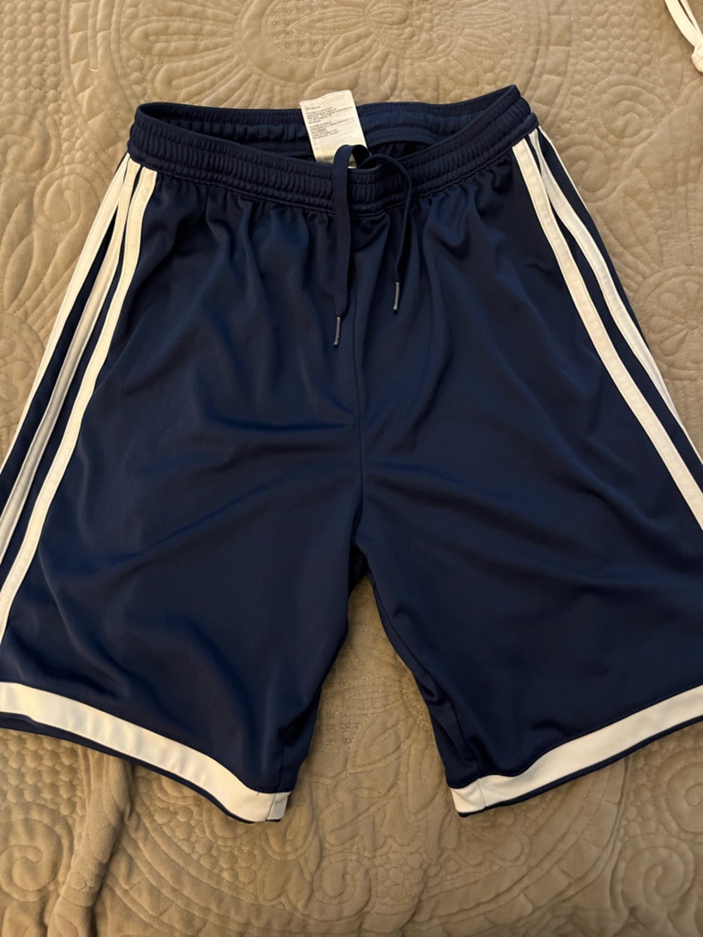 adidas Navy Shorts with White Stripes